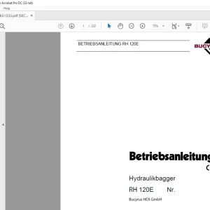 Cat Bucyrus RH 120E Hydraulikbagger BETRIEBSANLEITUNG BI651333 - PDF DOWNLOAD (German)
