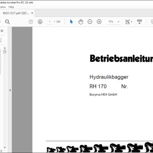 Cat Bucyrus RH 170 Hydraulikbagger BETRIEBSANLEITUNG BI651327  - PDF DOWNLOAD (GERMAN)
