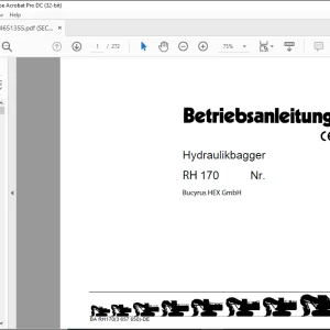 Cat Bucyrus RH 170 Hydraulikbagger BETRIEBSANLEITUNG BI651355 - PDF DOWNLOAD (GERMAN)