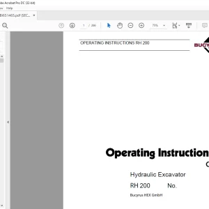 Cat Bucyrus RH 200 Hydraulic Excavator OPERATING INSTRUCTIONS MANUAL BI651465 -  PDF DOWNLOAD