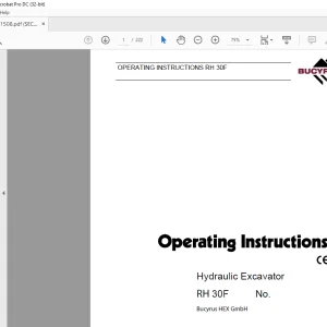 Cat Bucyrus RH 30F Hydraulic Excavator OPERATING INSTRUCTIONS MANUAL - PDF DOWNLOLAD