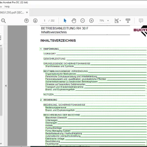 Cat Bucyrus RH 30F Hydraulikbagger BETRIEBSANLEITUNG BI651293 - PDF DOWNLOAD (German)