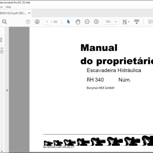 Cat Bucyrus RH 340 Escavadeira Hidráulica MANUAL DO PROPRIETÁRIO  - PDF DOWNLOAD (Portuguese)