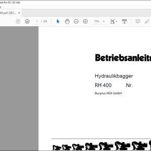 Cat Bucyrus RH 400 Hydraulikbagger BETRIEBSANLEITUNG BI651349  - PDF DOWNLOAD (German)