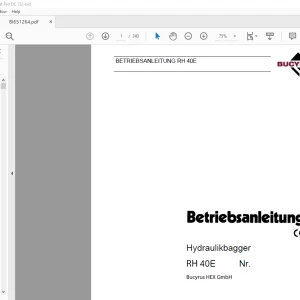 Cat Bucyrus RH 40E Hydraulikbagger BETRIEBSANLEITUNG BI651264 - PDF DOWNLOAD (German)