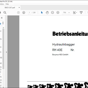 Cat Bucyrus RH 40E Hydraulikbagger BETRIEBSANLEITUNG BI651267 -  PDF DOWNLOAD (GERMAN)