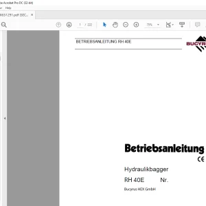 Cat Bucyrus RH 40E Hydraulikbagger BETRIEBSANLEITUNG BI651291 - PDF DOWNLOAD (GERMAN)