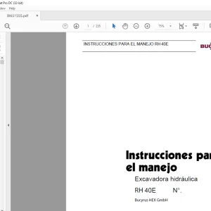 Cat Bucyrus RH 40E INSTRUCCIONES PARA EL MANEJO Manual BI651555  - PDF DOWNLOAD (Spanish)