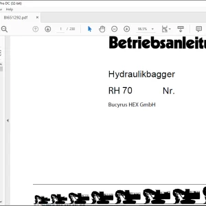 Cat Bucyrus RH 70 Hydraulikbagger BETRIEBSANLEITUNG  -  PDF DOWNLOAD (German)