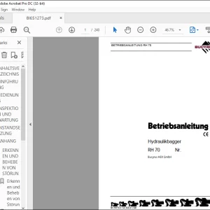 Cat Bucyrus RH 70 Hydraulikbagger BETRIEBSANLEITUNG BI651273 - PDF DOWNLOAD (German)