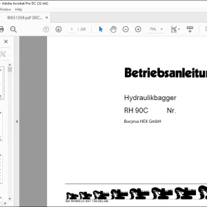 Cat Bucyrus RH 90C Hydraulikbagger BETRIEBSANLEITUNG BI651359  - PDF DOWNLOAD (GERMAN)