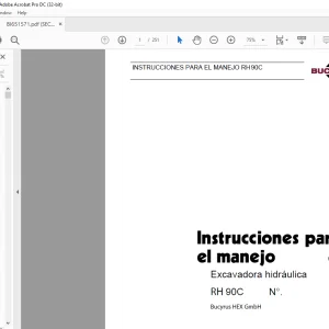 Cat Bucyrus RH 90C INSTRUCCIONES PARA EL MANEJO MANUAL BI651571  - PDF DOWNLOAD (Spanish)