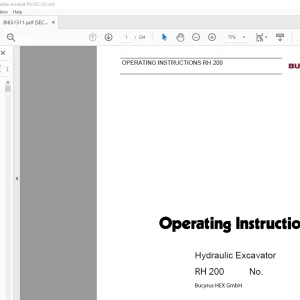 Cat Bucyrus RH200 Hydraulic Excavator OPERATING INSTRUCTIONS MANUAL - PDF DOWNLOAD
