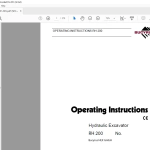 Cat Bucyrus RH200 Hydraulic Excavator OPERATING INSTRUCTIONS MANUAL BI651493 - PDF DOWNLOAD
