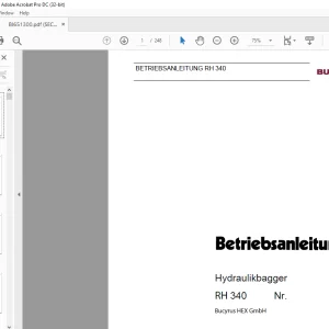 Cat Bucyrus RH340 Hydraulikbagger BETRIEBSANLEITUNG BI651300 - PDF DOWNLOAD (GERMAN)