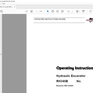 Cat Bucyrus RH340B Hydraulic Excavator OPERATING INSTRUCTIONS MANUAL BI651414 - PDF DOWNLOAD
