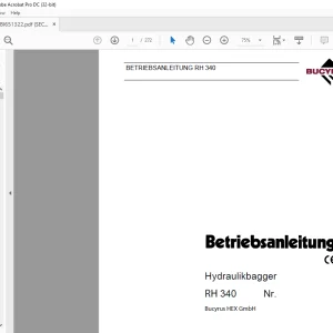 Cat Bucyrus RH349 Hydraulikbagger BETRIEBSANLEITUNG BI651322 -PDF DOWNLOAD (German)