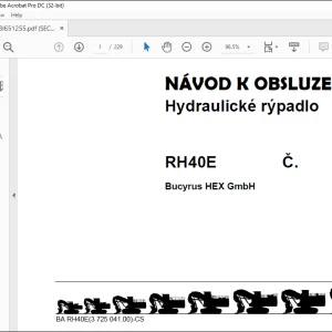 Cat Bucyrus RH40E Hydraulické rýpadlo NÁVOD K OBSLUZE BI651255 - PDF DOWNLOAD (Czech)