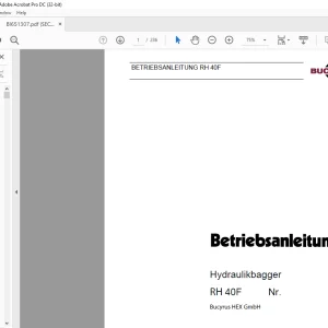 Cat Bucyrus RH40F Hydraulikbagger BETRIEBSANLEITUNG BI651307 - PDF DOWNLOAD (German)