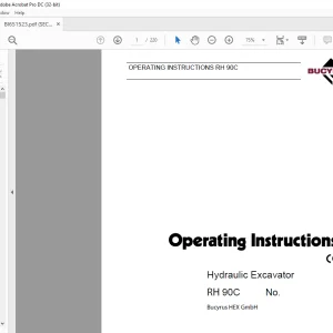 Cat Bucyrus RH90C Hydraulic Excavator OPERATING INSTRUCTIONS MANUAL BI651523 - PDF DOWNLOAD