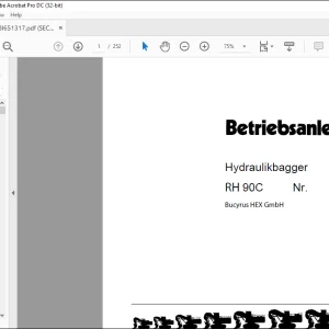 Cat Bucyrus RH90C Hydraulikbagger BETRIEBSANLEITUNG - PDF DOWNLOAD (German)