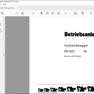 Cat Bucyrus RH90C Hydraulikbagger BETRIEBSANLEITUNG BI651346 - PDF DOWNLOAD (German)