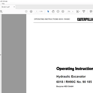 Caterpillar Bucyrus 6018 RH90C Hydraulic Excavator OPERATING INSTRUCTIONS Manual - PDF DOWNLOAD