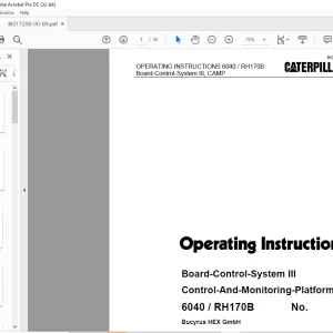 Caterpillar Bucyrus 6040 RH170B Hydraulic Shovel Board-Control-System III Control-And-Monitoring-Platform OPERATING INSTRUCTIONS MANUAL - PDF DOWNLOAD