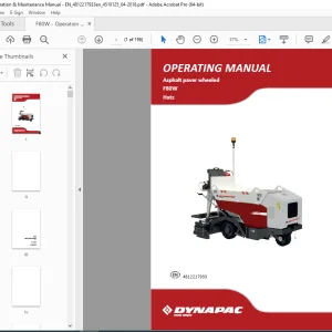 DYNAPAC Asphalt Paver wheeled F80W Hatz Operating Manual PDF DOWNLOAD
