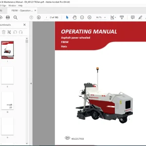 DYNAPAC Asphalt Paver wheeled F80W Hatz Operating Manual PDF DOWNLOAD