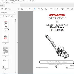 DYNAPAC Cold Planer PL 1000 RS Operation & Maintenance  Manual PDF DOWNLOAD