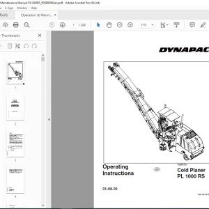 DYNAPAC Cold Planer PL 1000 RS Operation & Maintenance Manual PDF DOWNLOAD