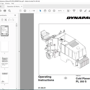 DYNAPAC Cold Planer PL 350 S Operation & Maintenanece Manual PDF DOWNLOAD