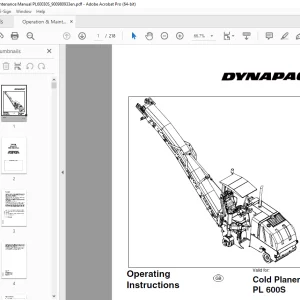 DYNAPAC Cold Planer PL 600S Operation & Maintenance Manual PDF DOWNLOAD