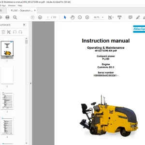 DYNAPAC Compact Planer PL 350 Operation & Maintenance  Manual PDF DOWNLOAD