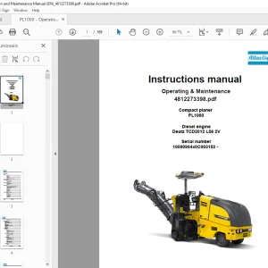DYNAPAC Compact Planer PL1000 Operating & Maintenance Instruction Manual PDF DOWNLOAD