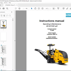 DYNAPAC Compact Planer PL500 Operation & Maintenance Instructions Manual PDF DOWNLOAD