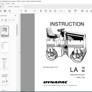 DYNAPAC Hatz Diesel Engine 2 G 30  Vibratory Roller LA75 LA90 Instruction Manual PDF DOWNLOAD