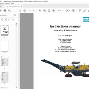 DYNAPAC High Capacity Planer PL2000F (IIIAT3) PL2000F (IVT4f) Operating & Maintenance Instructions  Manual PDF DOWNLOAD