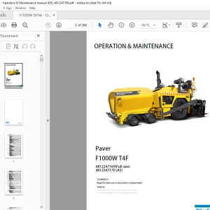 DYNAPAC Paver F1000W T4F Operation & Maintenance Manual PDF DOWNLOAD