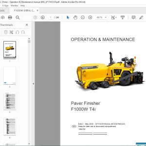 DYNAPAC Paver Finisher F1000W T4i Operation & Maintenance Manual PDF DOWNLOAD