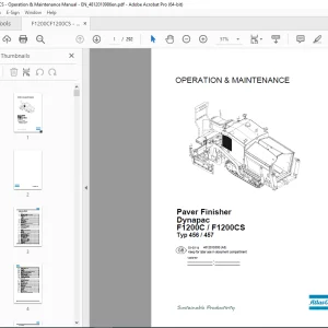 DYNAPAC Paver Finisher F1200C F1200CS Operation & Maintenance Manual PDF DOWNLOAD