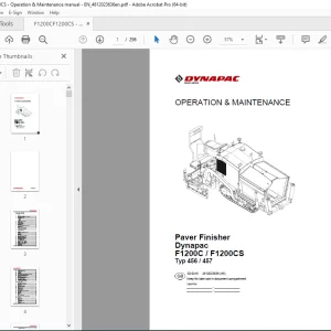 DYNAPAC Paver Finisher F1200C F1200CS Operation & Maintenance Manual PDF DOWNLOAD