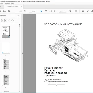 DYNAPAC Paver Finisher F2500C F2500CS Operation & Maintenance Manual PDF DOWNLOAD