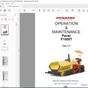 DYNAPAC Pavers F1000T Operation & Maintenance Manual PDF DOWNLOAD