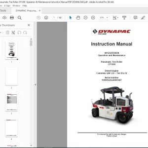 DYNAPAC Pneumatic Tire Roller CP1200 Operation & Maintenance Instruction Manual PDF DOWNLOAD