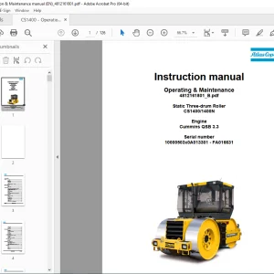 DYNAPAC Static Three-drum Roller CS1400 CS1400N Operating & Maintenance Instruction Manual PDF DOWNLOAD