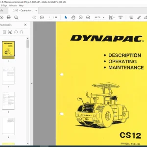 DYNAPAC Three Wheel Roller CS12 Operation & Maintenance Manual PDF DOWNLOAD