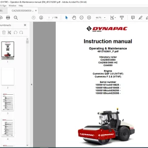 DYNAPAC Vibratory Roller CA2500 CA3500 CA2500HC CA3500HC CA4000 Operation & Maintenance Manual PDF DOWNLOAD