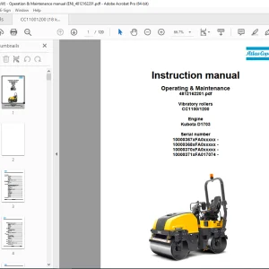 DYNAPAC Vibratory Roller CC1100 CC1200 Operation & Maintenance Instruction Manual PDF DOWNLOAD